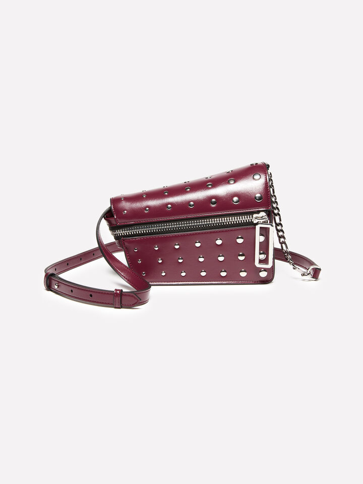 Borsetta asimmetrica bordeaux con borchie - null - Bordeaux | Sisley image number 1